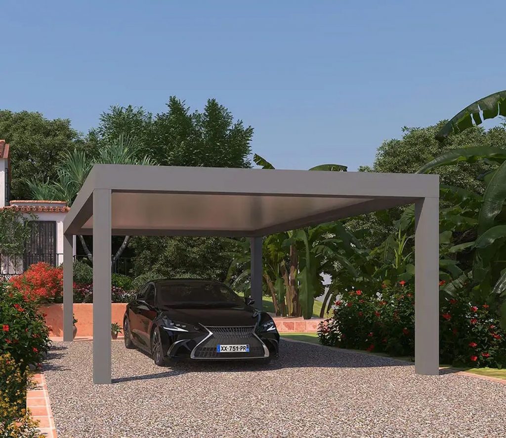 Carport aluminium autoportant moderne sur mesure pour jardin