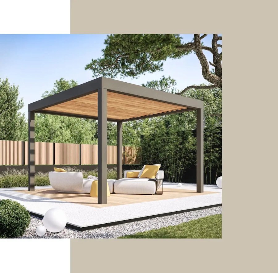 Pergola aluminium autoportante design moderne - aménagement jardin contemporain